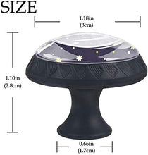 Motivo a stelle luna gialla blu scuro Pomelli per Porta Set di 4 Pomelli per Mobili Manopole per Cassetti Cucina Armadio Vetro