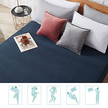 Hansleep Lenzuolo sotto con Angoli 90x200cm profondità al Massimo 38cm, Lenzuola di Cotone Imitazione in Microfibra Adatto a Ogni Letto Singolo - Antipieghe & Traspirante, Blu Navy, Oeko-Tex®