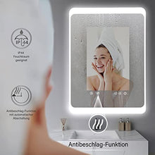 HOKO® Specchio LED per bagno, anti-appannamento riscaldamento e orologio digitale, 50 x 70cm, energetica A+, HK034A