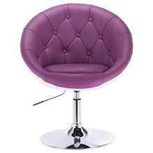 WOLTU BH41vlw-1 Poltroncina da Bar Sgabello Girevole Sedia con Schienale Braccioli in Ecopelle Altezza Regolabile Viola+Bianco