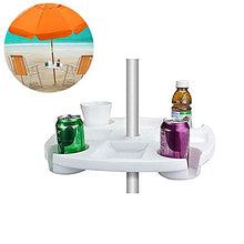 Majome Vassoio Tavolo ombrellone, Vassoio da Tavolo per ombrellone da Spiaggia con 4 portabicchieri, 4 Scomparti per Snack per Spiaggia, Patio, Giardino, Piscina -17 Pollici, Bianco
