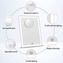 Specchio per Trucco a LED Touch Specchio per Staffa da Tavolo su Un Lato con ingrandimento 10x Specchio per Trucco Specchio per Trucco con Luce a LED Halo