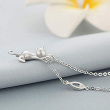 Baoxiaohed Collana in Argento Sterling, Collana in Argento Sterling Cat alla Moda Geometria del Pesce, Adatta per La Festa della Mamma, Regali di Anniversario E Regali di Compleanno