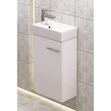 VBChome Vano lavabo, sotto-lavabo, mobili da bagno in bianco, superficie lucida, piccolo bagno per ospiti, composto da lavabo e lavabo, bagno di piccole dimensioni.