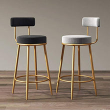 Sedia con sgabelli da bar in ferro battuto, seduta in flanella e gambe in metallo, sgabelli da banco con poggiapiedi, altezza seduta 65 cm / 75 cm, bianco, nero, grigio, rosa, blu, verde