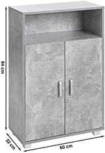 ts-ideen Armadietto Mobiletto Comó 94x60 cm stile moderno con doppia anta e vano aperto. Grigio Cemento