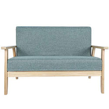 Sofà Divanetto Letto,Divano a 2 Posti in Legno + Spugna + Tessuto di Lino Divano Letto Angolare 61x113,6x73,5 cm Verde - Arredi Casa