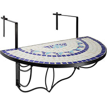 TecTake 800570 Tavolino da Balcone, Mosaico a Ribalta, Piano del Tavolo, in Mosaico di Pietra, Stabile Costruzione - Disponibile in Diversi Colori (Blu-Bianco | No. 402766)