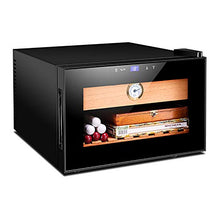 VIY Umidificatore per Sigari, Humidor, 12-23 °C, Display Digitale, 50 W, 38 Db, Illuminazione a LED, 25 L, Touch, 150 Sigari, Ripiani in Legno di Cedro, Nero
