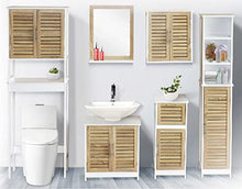 BM 4006 Specchio da Bagno con Mensola, MDF, W48*D10*H60cm, Bianco/ Legno Grano