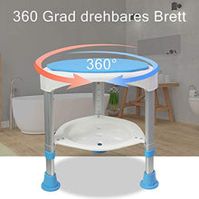 QWET Sgabello da Bagno, Sgabello da Doccia Rotondo Girevole A 360 Gradi per Anziani E Bambini in Altezza Regolabile, Adatto per Bagno, Passaggio D'Ingresso, Balcone,Blu