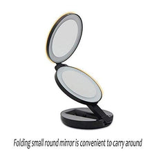 Lampada da Tavolo Specchio Luminoso bifacciale Rotondo Specchio per Trucco Nero a LED Triplo con Lente d'Ingrandimento Specchio Portatile Creativo 5X Due File