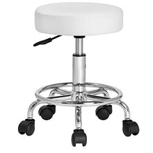 CASARIA Sgabello girevole altezza regolabile 51-65 cm sedia da lavoro 360° spessore seduta 10cm centro bianco
