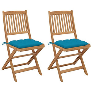 vidaXL Sedie da Giardino Pieghevoli 2pz con Cuscini Massello d'Acacia
