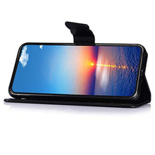 Saceebe Compatibile con Huawei Honor 10 lite/P Smart 2019 Custodia pelle Cover a libro Portafoglio Flip Case [Custodia in pelle goffrata con fiori e farfalle con cordino] Bumper,nero