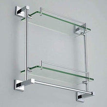 ZLININ Y-longhair Mensola da bagno a 2 strati in vetro, porta trucco a parete per il bagno, con portasciugamani in rame, cromato 3 misure