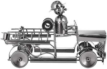 BRUBAKER Portabottiglie da Vino Dei Vigili Del Fuoco - Portabottiglie con Scultura in Metallo Del Motore Dei Pompieri - 32 cm di Metallo - Regalo di Vino per Pompieri e Donne Del Fuoco
