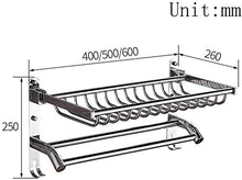AINIYF Bagno Bagno Doccia Mensola Organizzatore Parete Punch Libero Pieghevole in Acciaio Inossidabile 304 2 Tiers portasciugamani, 2 Metodi di Installazione, 3 Formati (Dimensioni: 600x260x250mm)