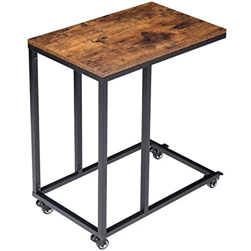 YMYNY Tavolino, Tavolino da Letto Industriale, Tavolino caffè da Divano Laterale per Laptop Notebook Snack, Facile da Montare, con Ruote, per Soggiorno, Camera da Letto, Balcone HTMJ009H