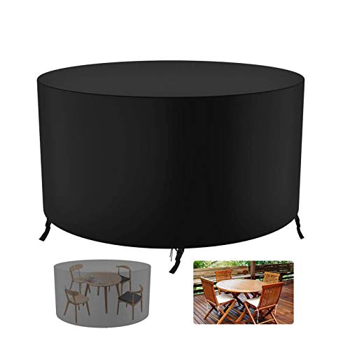 HSBAIS Tondo Copertura per Mobili da Giardino, Anti-UV Impermeabile Copertura Tavolo Giardino Esterno Resistente allo Strappo per Giardino Mobili Tabella,Black_128x71CM
