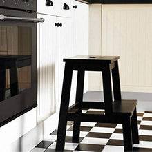 Mirui Sgabello Legno Sgabello Pieghevole scaletta Multifunzione a Doppio Uso scaletta di 2-Step, Color Legno, sgabelli Biblioteca (Color : Black)