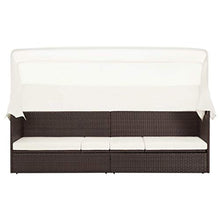 SKM Divano da Giardino con Tettoia in Polyrattan Marrone