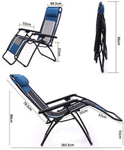 FACAZ Sedia Pieghevole Zero Gravity Pausa Pranzo Sedia da Salotto Tessuto in Rete Traspirante Ufficio da Spiaggia Balcone per Anziani con Cuscino Imbottito Regolabile Blu e Grigio