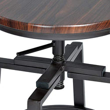 Homy Casa - Set di 2 Sgabelli da bar - Stile Vintage Industriale - in Metallo e MDF - Regolabile in Altezza 61-74 cm