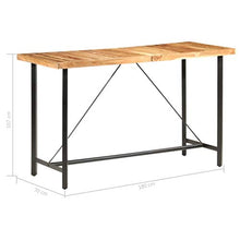 Goliraya Set da Bar 9 pz Industriale in Legno Massello di Acacia e Vera Pelle,Set Tavolo e 8 Sgabelli da Bar,Tavolo e Sedie da Bar Vintage Industriale,Tavolo e Sedie da Bar Alti
