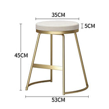 LLT Pratico Sgabello moderno bar sgabello da cucina Bar colazione pranzo struttura della sedia al banco Gold metallo sicurezza morbida cuscino del sedile Carico 130 Kg,bianca,65CM