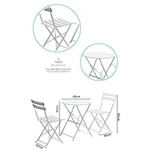 LHY Sedie da Tavolo Pieghevoli per Balcone, Patio, Balcone, Set bistrot 3 Pezzi, 2 sedie e 1 Tavolo, Acciaio Premium, Facile da Piegare, Cortile, Giardino (Bianco)