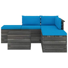 FAMIROSA Set Divani da Giardino su Pallet 6 pz con Cuscini Massello Pino-1843