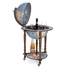 Zoffoli - Mappamondo Bar Da Terra Da Vinci Blue Dust, Porta Liquori, Legno, 55 × 55 × h 93 cm
