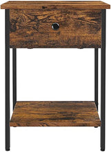 VASAGLE Comodino, Tavolino Divano con Cassetto e Ripiano, Struttura in Metallo, Montaggio Facile, per Camera da Letto Soggiorno, Stile Industriale, Marrone Vintage e Nero LET55BX