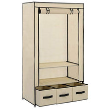 Tidyard Armadio Tessuto Non Tessuto Pieghevol con 3 Cassetti, Guardaroba Salvaspazio Richiudibile, Tubi di Ferro Resistenti All'Umidità, 87X49X159 cm Crema