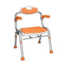 Sgabello per Doccia con Schienale Braccioli Sedia per Doccia Anziani Regolabile Altezza con Piedini in Gomma Antiscivolo Carico Max 136KG,Arancia