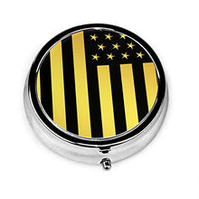 Portapillole rotondo nero con bandiera americana, scatola porta pillole in argento per borsa, regalo unico decorativo in metallo, per pillole, specialmente per le donne