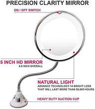 HMMN Specchio di Trucco ingranditore Illuminato a LED a 360 Gradi, Specchio per vanità di ingrandimento del Bagno con Ventosa Specchio da Viaggio con Girevole