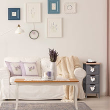 Rebecca Mobili Comodino grigio, cassettiera montata, 3 cassetti, stile shabby, per camera bagno, legno di paulownia - Misure: 56 x 25 x 25 cm (HxLxP) - Art. RE4559
