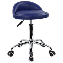 KKTONER Sgabello girevole con schienale in ecopelle Sgabello regolabile in altezza con ruote per la pittura Massaggio per tatuaggi SPA Sgabello da lavoro per negozio (Blu)