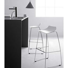 Sgabello alto JT- Sgabello da bar in acciaio inox Sgabello da bar semplice in metallo resistente e stabile (colore bianco)