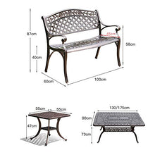 40 pollici Panca da giardino Doppia seduta in metallo per esterno, Decorazione antica rose Panchina con struttura in alluminio pressofuso, Combinazione di tavolo e sedia per prato portico anteriore