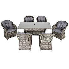 Outsunny Set Tavolo e Sedie da Giardino in Rattan, Poltrone da Esterno con Tavolo da Giardino, 7 pz Grigio