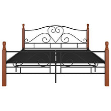 GOTOTOP 200 x 140 cm Giroletto in Metallo,Struttura Letto Matrimoniale,Piattaforma Letto Matrimoniale,Rete del letto,Montaggio facile,Nero e legno scuro