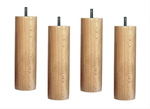 Lotto di 4 piedi di letto in legno massello, vernice naturale, altezza: 20 cm