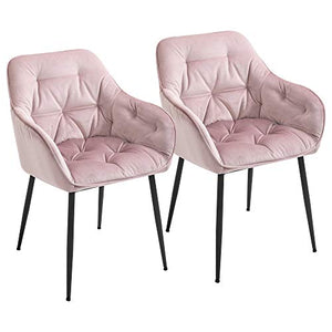 homcom Set di 2 Sedie Moderne Imbottite in Stile Nordico Seduta in Velluto con Impunture, 59.5x55.5x83.5cm Rosa