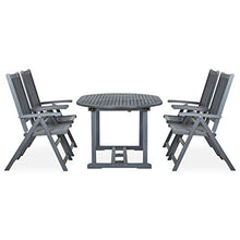 FAMIROSA Set Pranzo da Giardino 5 pz in Legno Massello di Acacia Grigio-7907