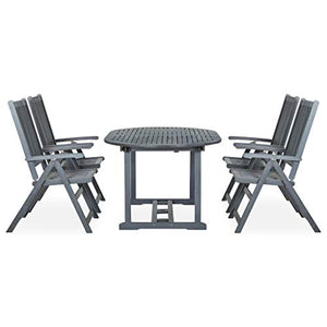 FAMIROSA Set Pranzo da Giardino 5 pz in Legno Massello di Acacia Grigio-7907