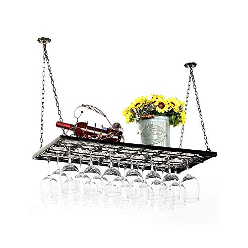 HLL Portabici da Vino, Supporto per Bottiglie Di Vino Appeso a Montaggio in Ferro Di Metallo in Ferro Di Vino Rack Di Vetro Goblet Rack ad Altezza Regolabile Altezza Soffitto 3 Taglie,60 × 31 Cm,60