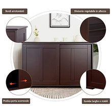 DREAMADE Armadietto da Cucina Mobile Multiuso per Sala da Pranzo con Ante Scorrevoli, in MDF Resistente (Marrone)